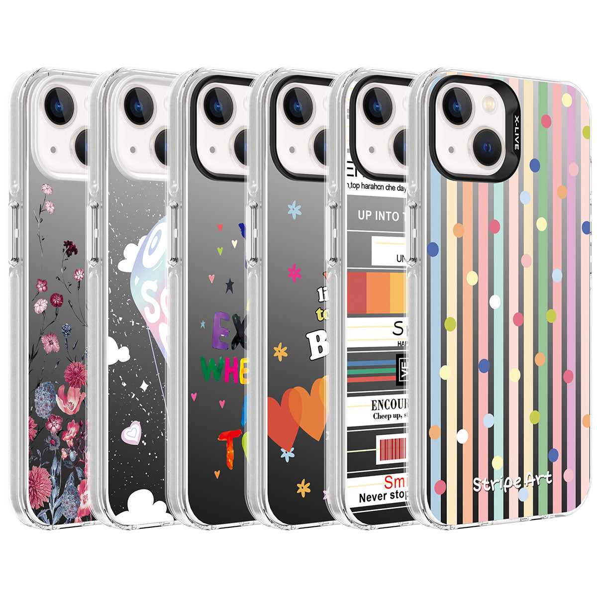 Apple iPhone 14 Kılıf Desenli Zore Silver Sert Kapak Kalp