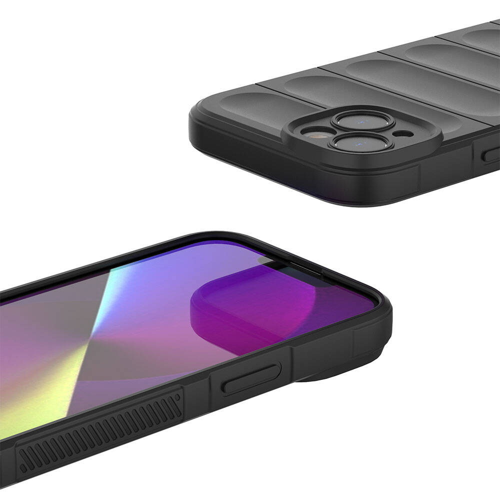 Apple iPhone 14 Kılıf Esnek TPU Oyuklu Arka Yüzey Tasarımlı Zore Etnik Silikon Kapak Koyu Yeşil