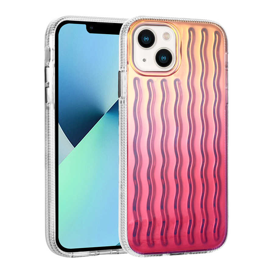 Apple iPhone 14 Kılıf Kabartmalı Dalga Tasarımlı Silikon Zore İsmira Kapak NO8