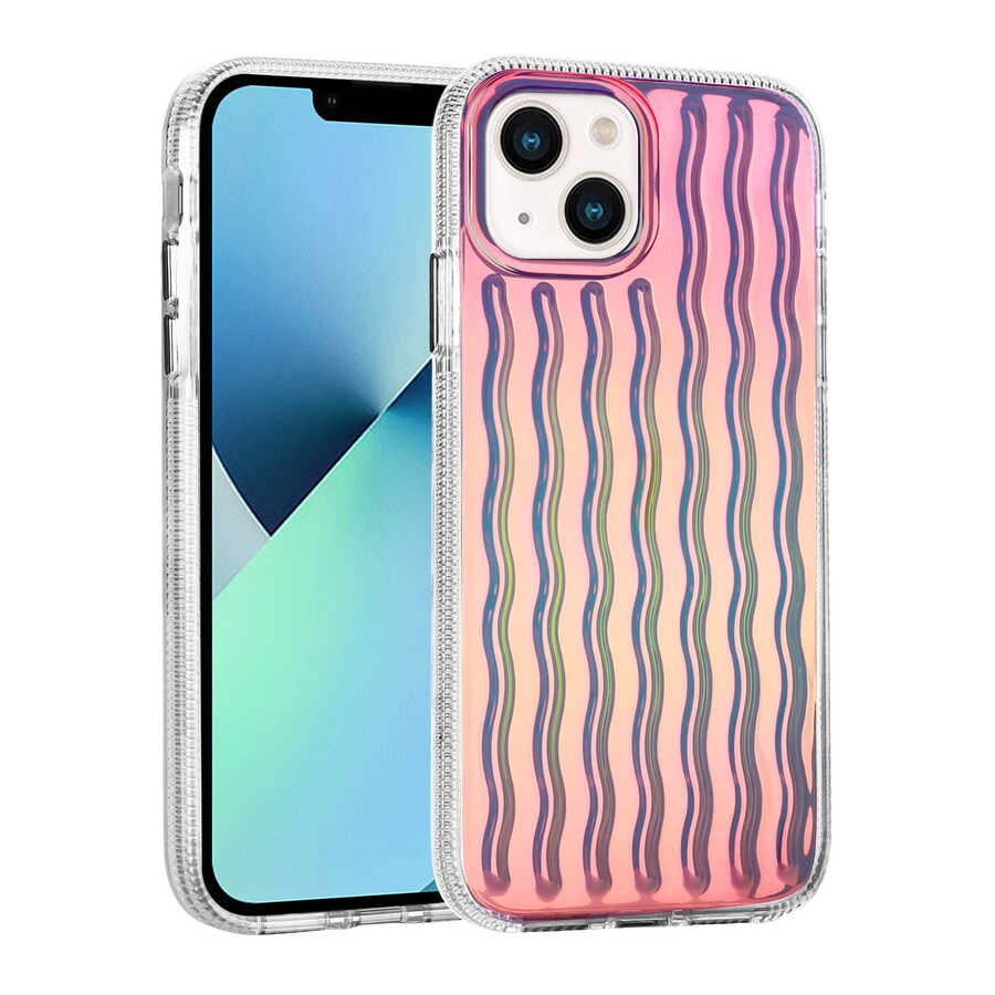 Apple iPhone 14 Kılıf Kabartmalı Dalga Tasarımlı Silikon Zore İsmira Kapak NO9