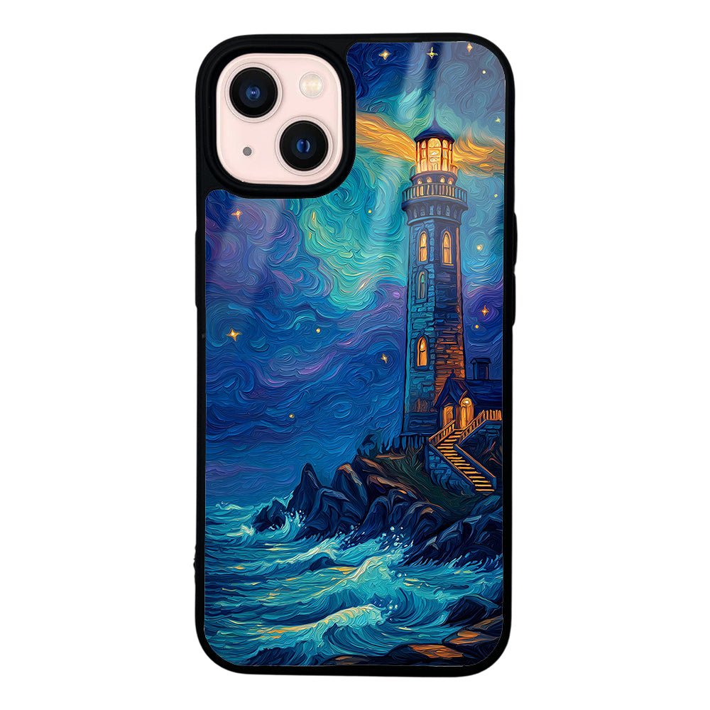 Apple iPhone 14 Kılıf Kamera Korumalı Desenli Lusi Kapak Deniz Feneri