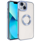 Apple iPhone 14 Kılıf Kamera Korumalı Logo Gösteren Zore Omega Kapak Mavi Açık