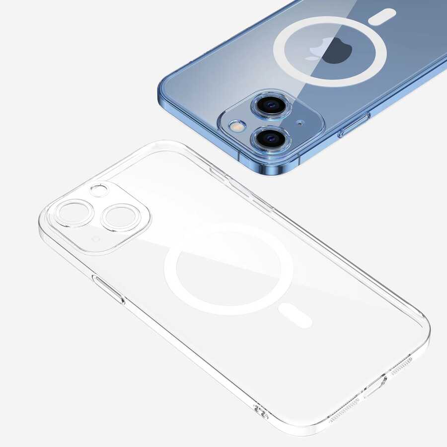 Apple iPhone 14 Kılıf Kamera Korumalı M-safe Sert PC Zore Porto Kapak Renksiz