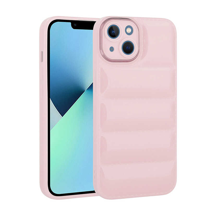 Apple iPhone 14 Kılıf Kamera Korumalı Parlak Airbag'li Zore Galya Kapak Pembe
