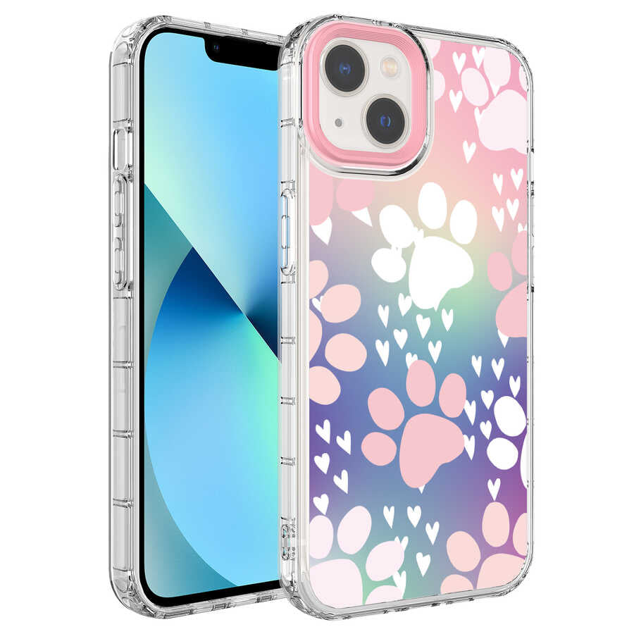 Apple iPhone 14 Kılıf Kamera Korumalı Renkli Desenli Sert Silikon Zore Korn Kapak NO7
