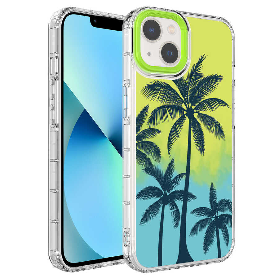 Apple iPhone 14 Kılıf Kamera Korumalı Renkli Desenli Sert Silikon Zore Korn Kapak NO8