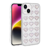 Apple iPhone 14 Kılıf Kamera Korumalı Renkli Kalp Desenli Transparan Zore Kalp Kapak Pembe