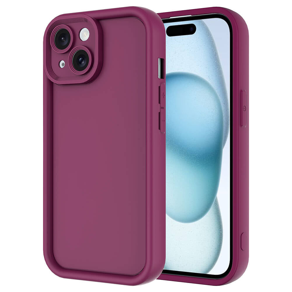 Apple iPhone 14 Kılıf Kamera Korumalı Zore Ananas Kapak Mürdüm