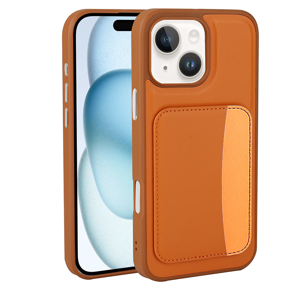 Apple iPhone 14 Kılıf Kartlıklı Zore X-Kart Silikon Kapak Kahverengi