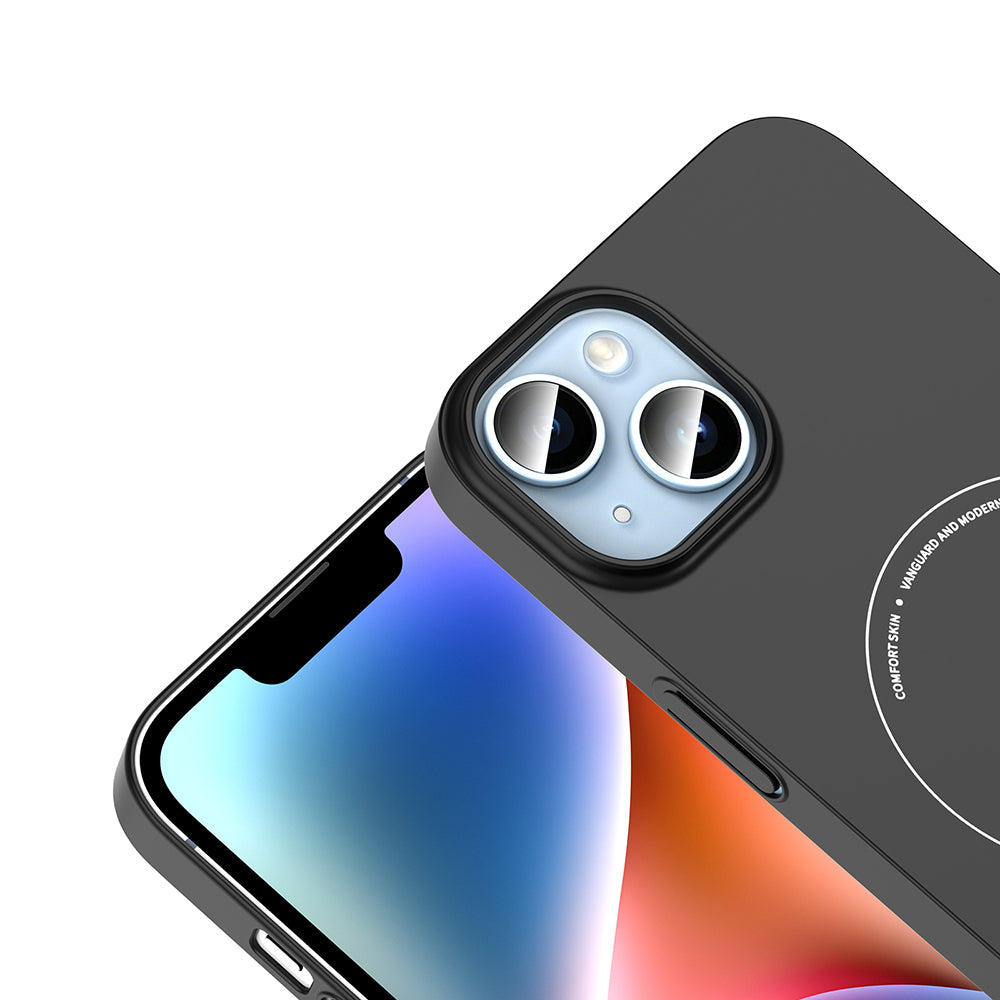 Apple iPhone 14 Kılıf M-Safe Şarj Özellikli Kamera Korumalı Zore Elio Sert PC Kapak Siyah