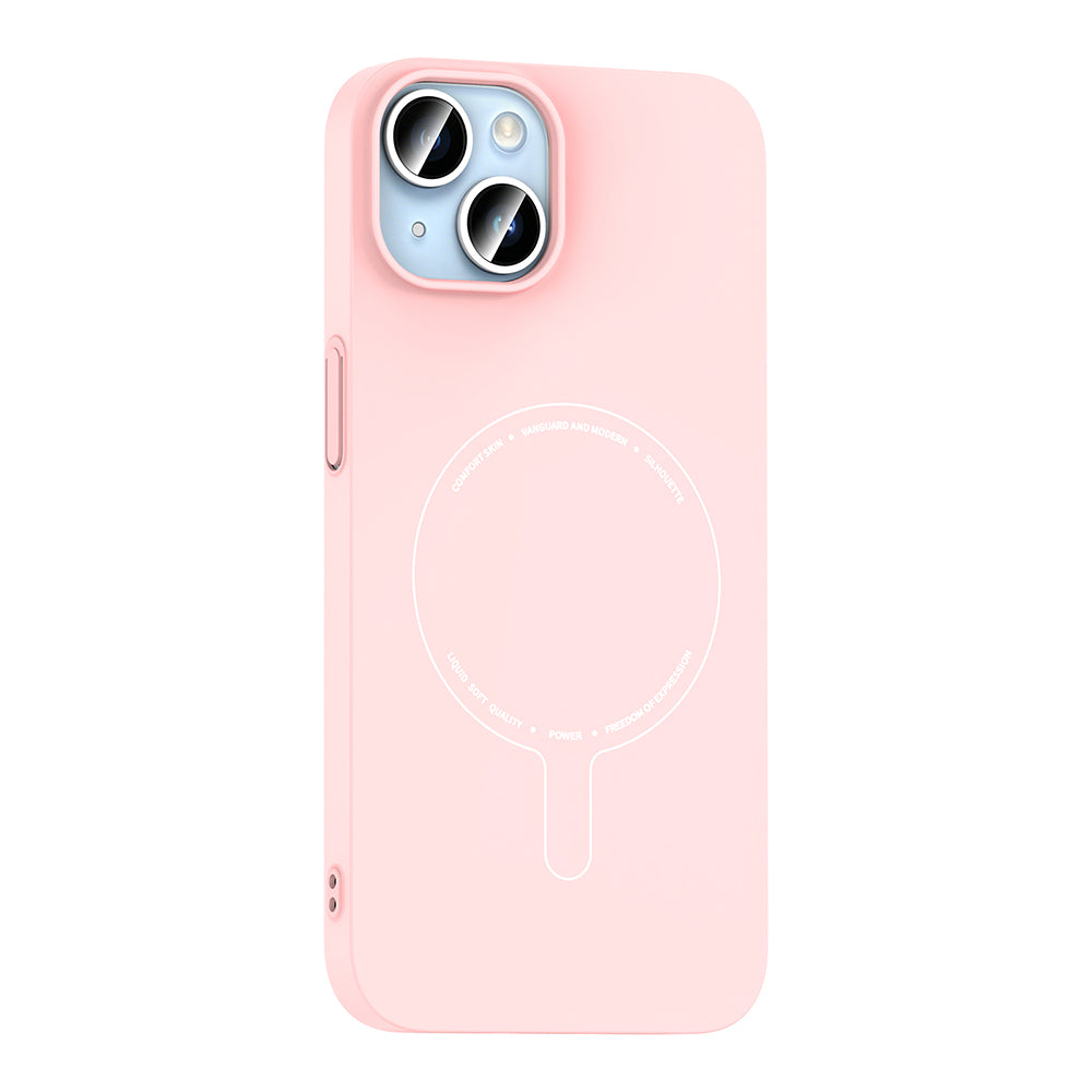 Apple iPhone 14 Kılıf M-Safe Şarj Özellikli Kamera Korumalı Zore Elio Sert PC Kapak Açık Pembe