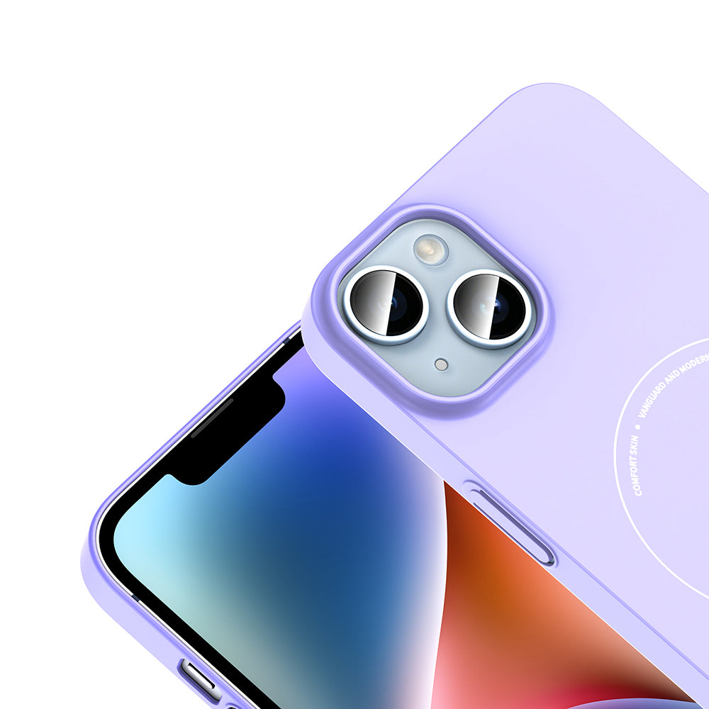 Apple iPhone 14 Kılıf M-Safe Şarj Özellikli Kamera Korumalı Zore Elio Sert PC Kapak Lila