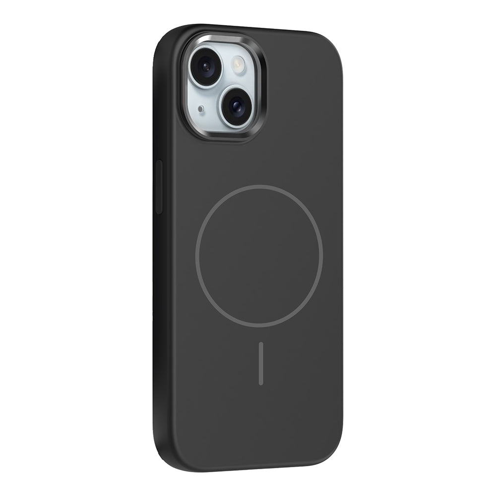 Apple iPhone 14 Kılıf M-Safe Şarj Özellikli Metal Kamera Çerçeveli Zore Edi Silikon Kapak Siyah