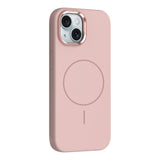 Apple iPhone 14 Kılıf M-Safe Şarj Özellikli Metal Kamera Çerçeveli Zore Edi Silikon Kapak Rose Gold
