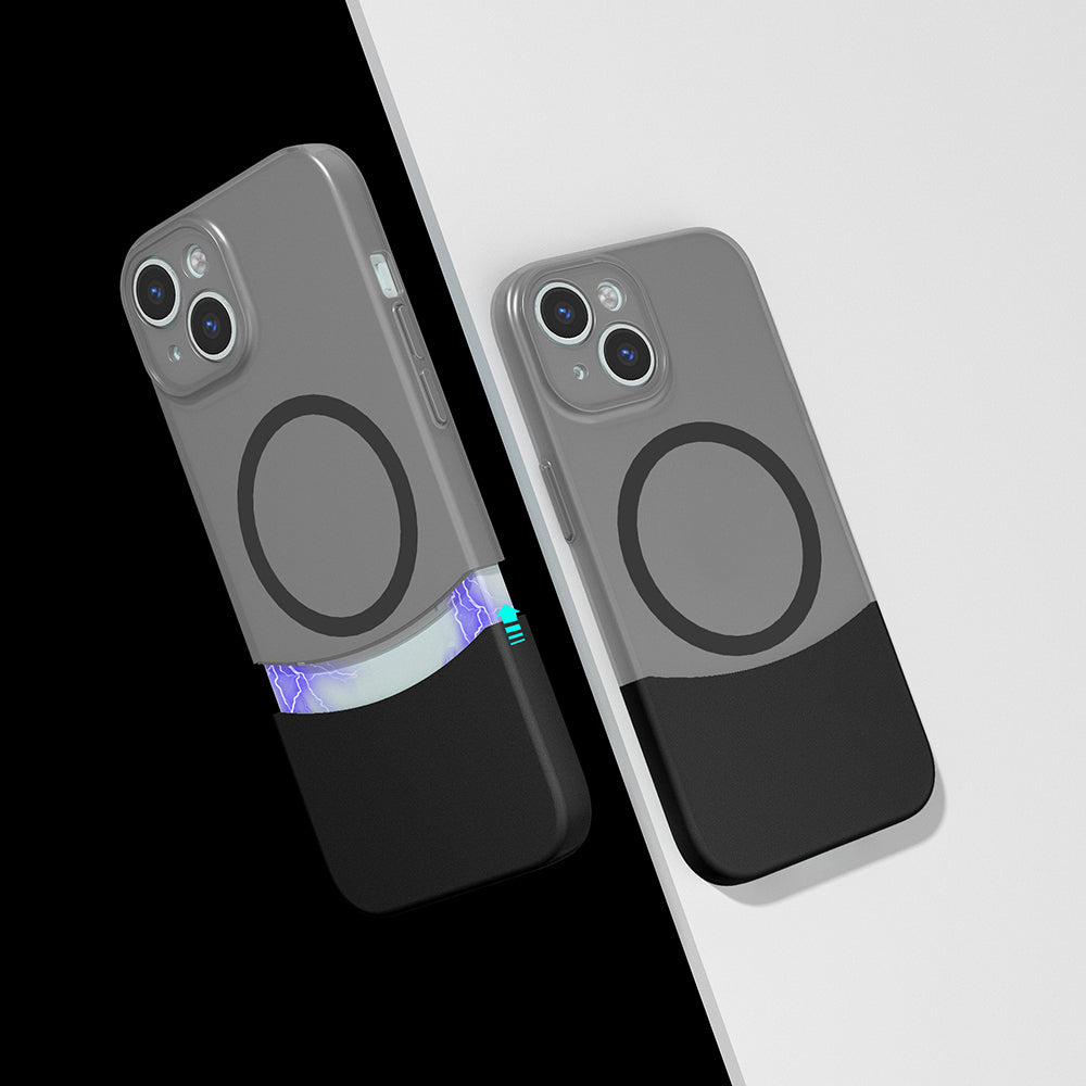 Apple iPhone 14 Kılıf M-Safe Şarj Özellikli Mıknatıslı Zore Duble Kapak Gri