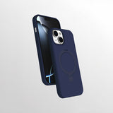 Apple iPhone 14 Kılıf M-safe Şarj Özellikli Standlı Zore Samara Kapak Lacivert