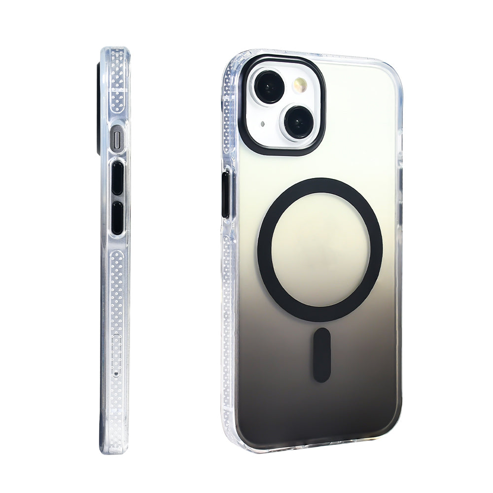 Apple iPhone 14 Kılıf M-safe Şarj Özellikli Transparan Renk Geçişli Zore Toros Kapak Rose Pembe