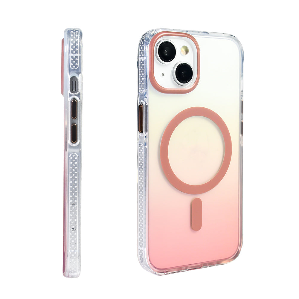 Apple iPhone 14 Kılıf M-safe Şarj Özellikli Transparan Renk Geçişli Zore Toros Kapak Siyah