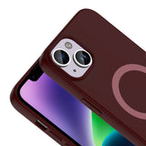 Apple iPhone 14 Kılıf M-Safe Şarj Özellikli Zore Aris Silikon Kapak Mürdüm