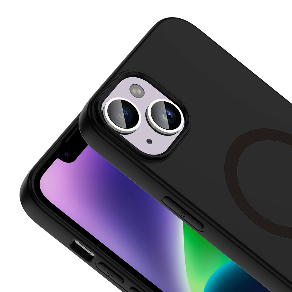 Apple iPhone 14 Kılıf M-Safe Şarj Özellikli Zore Aris Silikon Kapak Siyah