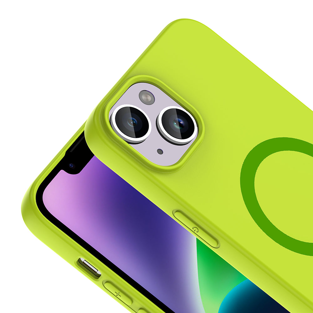 Apple iPhone 14 Kılıf M-Safe Şarj Özellikli Zore Aris Silikon Kapak Yeşil