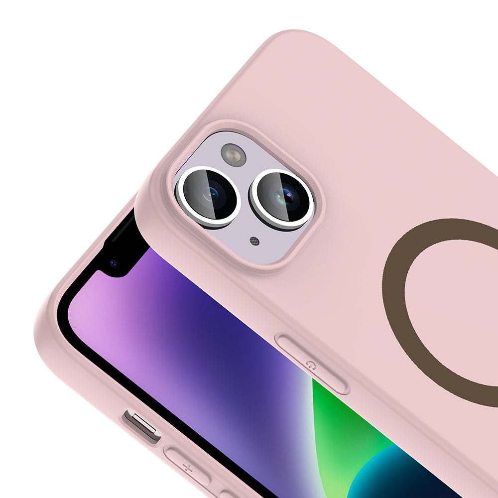 Apple iPhone 14 Kılıf M-Safe Şarj Özellikli Zore Aris Silikon Kapak Açık Pembe