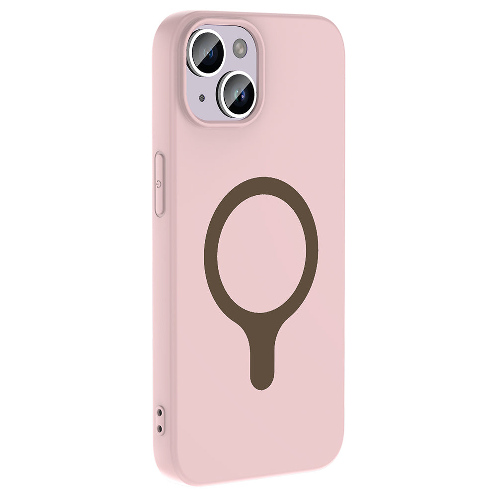 Apple iPhone 14 Kılıf M-Safe Şarj Özellikli Zore Aris Silikon Kapak Açık Pembe