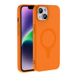 Apple iPhone 14 Kılıf M-Safe Şarj Özellikli Zore Aris Silikon Kapak Turuncu
