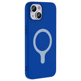 Apple iPhone 14 Kılıf M-Safe Şarj Özellikli Zore Aris Silikon Kapak Saks Mavi