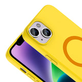 Apple iPhone 14 Kılıf M-Safe Şarj Özellikli Zore Aris Silikon Kapak Sarı