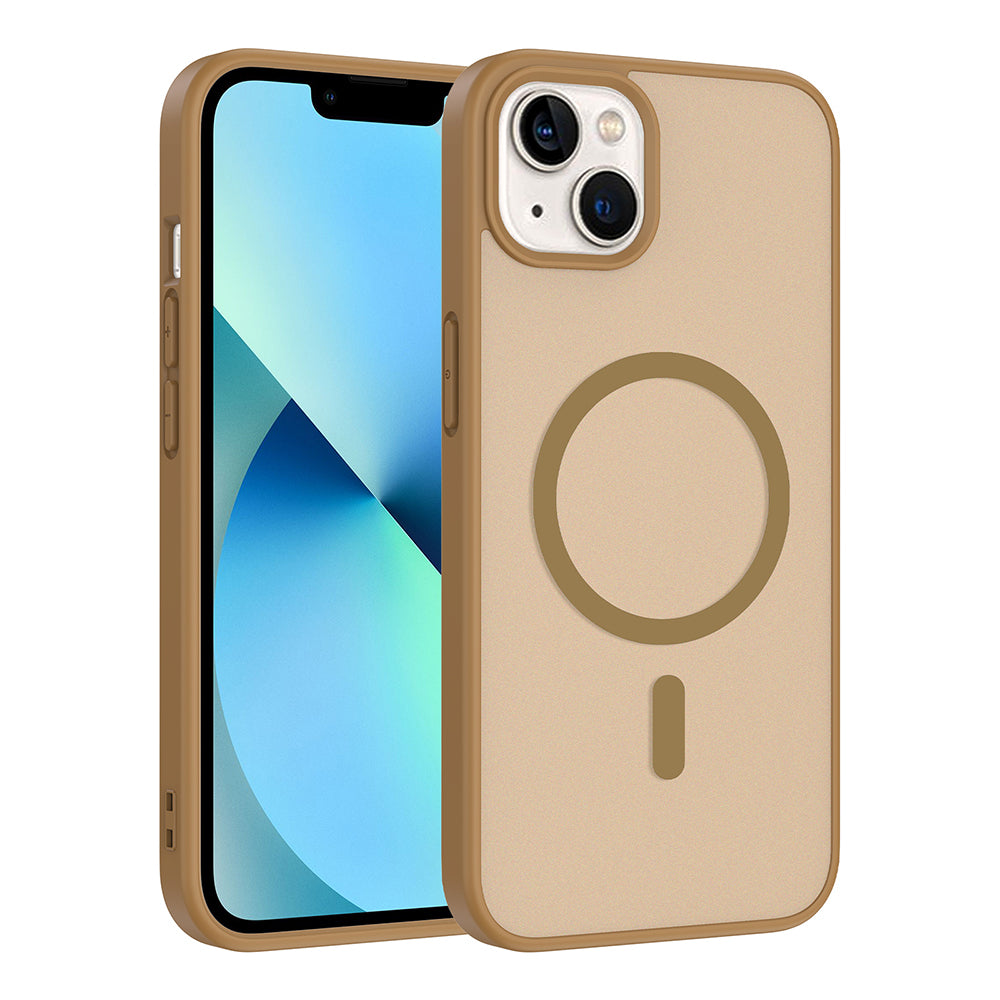 Apple iPhone 14 Kılıf M-safe Şarj Özellikli Babet Kapak Desert Gold