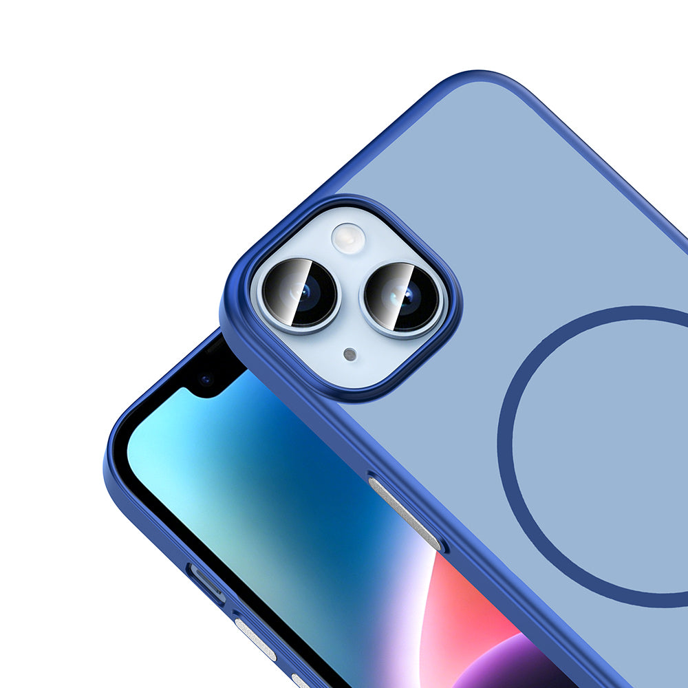 Apple iPhone 14 Kılıf M-Safe Şarj Özellikli Zore Lora PC Kapak Lacivert