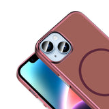 Apple iPhone 14 Kılıf M-Safe Şarj Özellikli Zore Lora PC Kapak Mürdüm