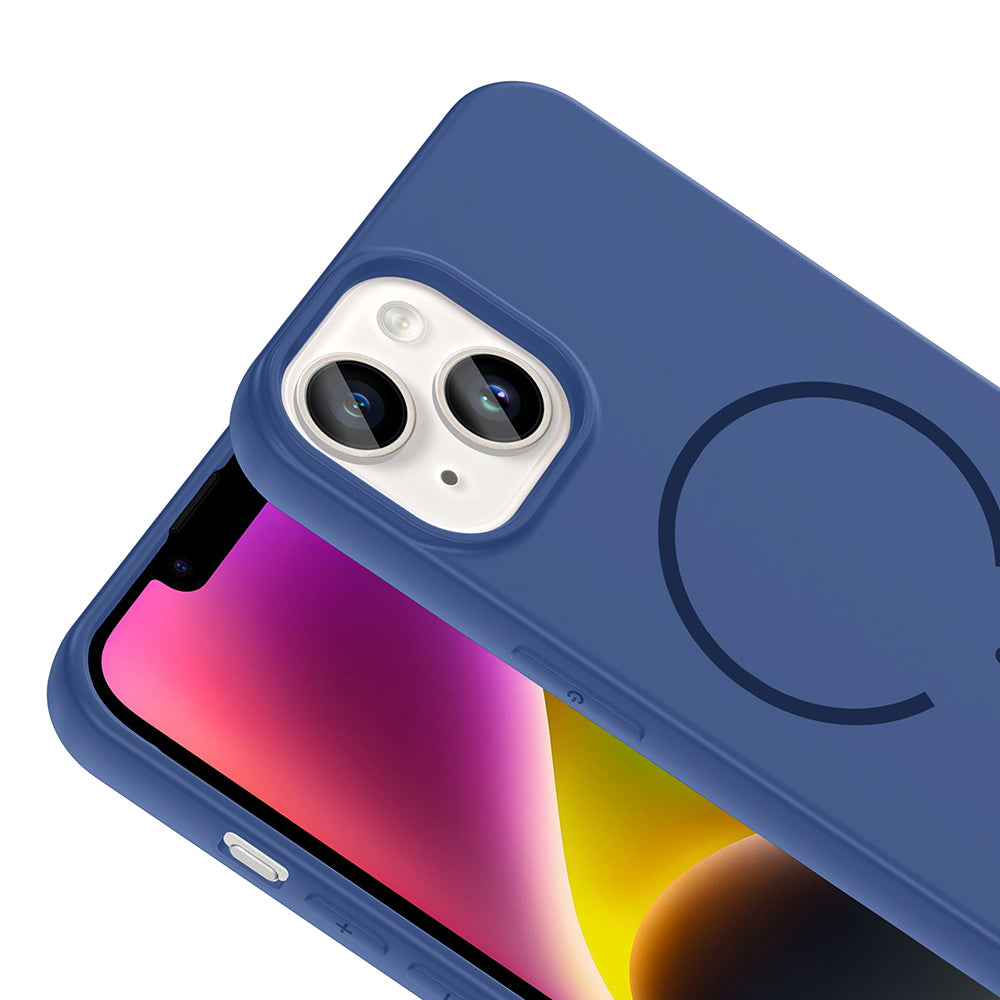 Apple iPhone 14 Kılıf M-safe Şarj Özellikli Zore Meta Kapak Titanyum-Gri