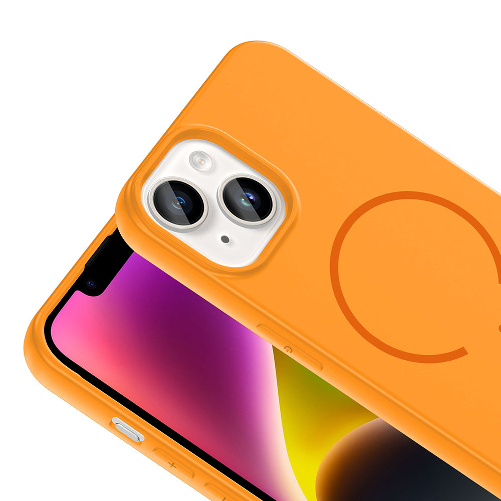 Apple iPhone 14 Kılıf M-safe Şarj Özellikli Zore Meta Kapak Titanyum-Gri