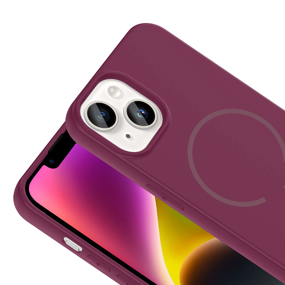 Apple iPhone 14 Kılıf M-safe Şarj Özellikli Zore Meta Kapak Titanyum-Gri