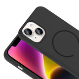 Apple iPhone 14 Kılıf M-safe Şarj Özellikli Zore Meta Kapak Titanyum-Gri