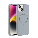 Apple iPhone 14 Kılıf M-safe Şarj Özellikli Zore Meta Kapak Titanyum-Gri