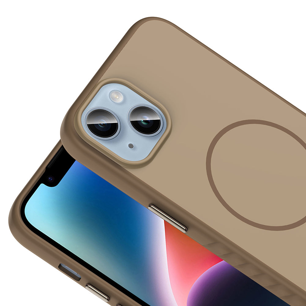 Apple iPhone 14 Kılıf M-safe Şarj Özellikli Zore Tea Kapak Gold