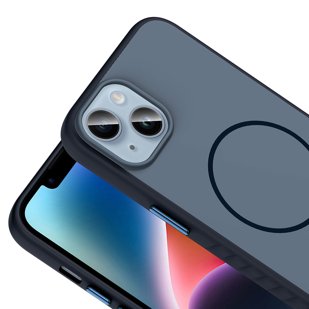 Apple iPhone 14 Kılıf M-safe Şarj Özellikli Zore Tea Kapak Lacivert