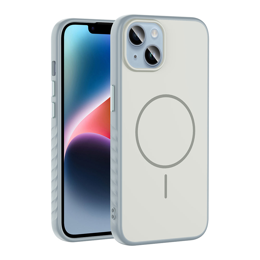 Apple iPhone 14 Kılıf M-safe Şarj Özellikli Zore Tea Kapak Gümüş