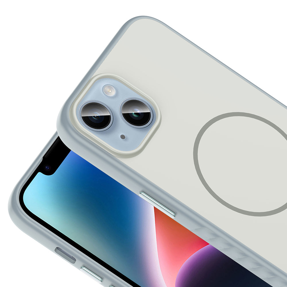 Apple iPhone 14 Kılıf M-safe Şarj Özellikli Zore Tea Kapak Gümüş