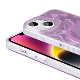 Apple iPhone 14 Kılıf M-safe Şarj Özellikli Fırça Boya Desenli Zore Palet Kapak Mor