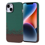 Apple iPhone 14 Kılıf M-safe Şarj Özellikli Karbon Fiber Görünümlü Zore Nekst Kapak Yeşil