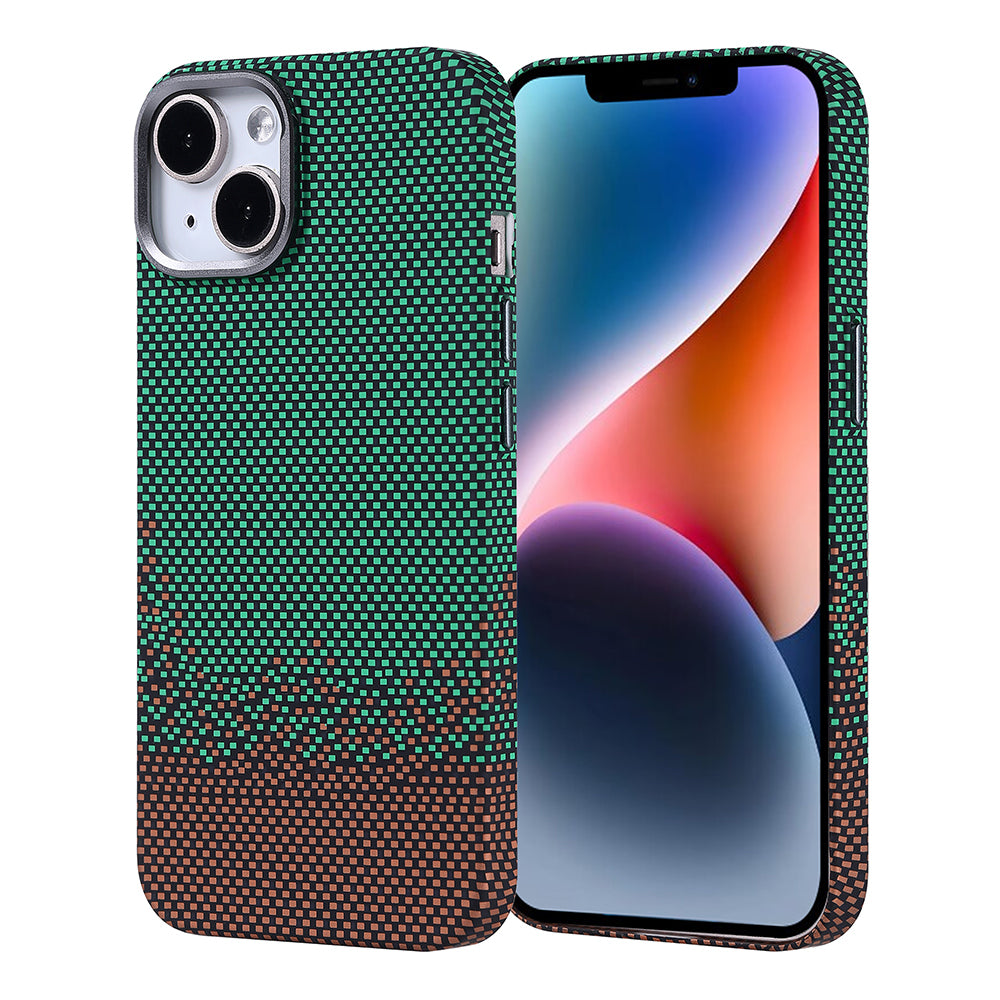 Apple iPhone 14 Kılıf M-safe Şarj Özellikli Karbon Fiber Görünümlü Zore Nekst Kapak Yeşil