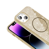 Apple iPhone 14 Kılıf M-safe Şarj Özellikli Parlayan Simli Zore Okso Kapak Beyaz