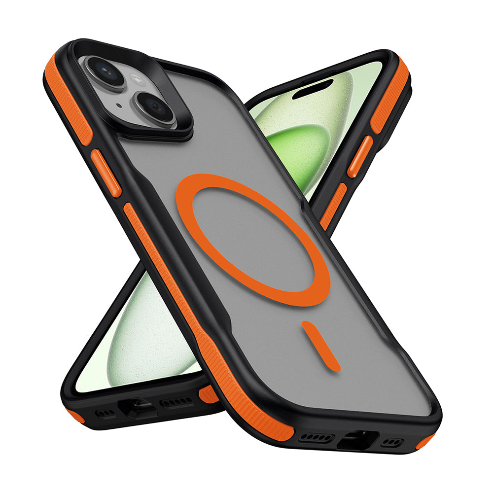 Apple iPhone 14 Kılıf M-safe Şarj Özellikli Renkli Kenar Airbag Şeritli Zore Lamer Kapak Gri