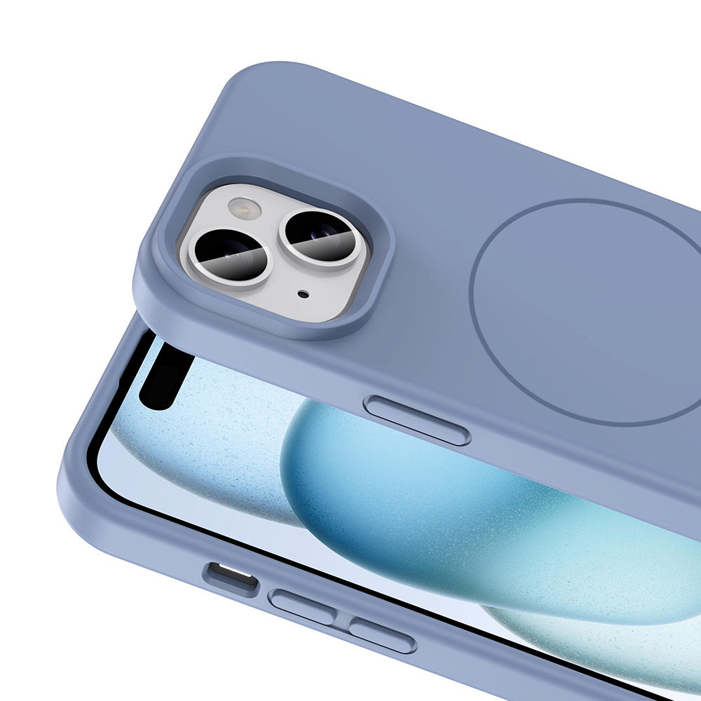 Apple iPhone 14 Kılıf M-safe Şarj Özellikli Sıvı Teknolojili Silinebilir Sert Zore Kivi Kapak Lavendery Gray