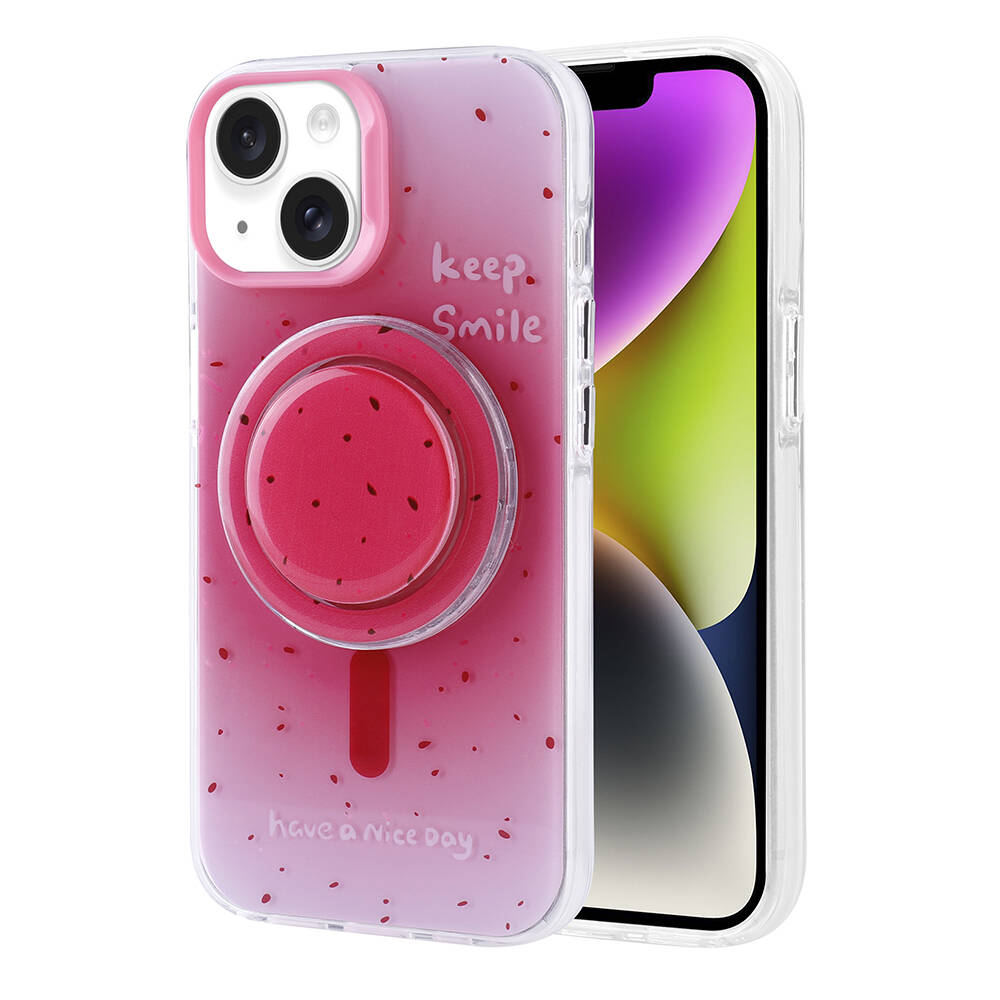 Apple iPhone 14 Kılıf M-safe Şarj Özellikli Tak-Çıkar Pop Soketli Zore Tiktok Kapak Turuncu