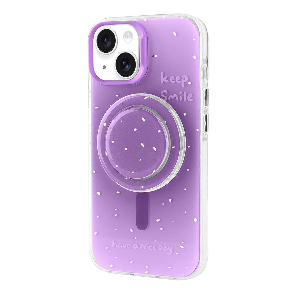 Apple iPhone 14 Kılıf M-safe Şarj Özellikli Tak-Çıkar Pop Soketli Zore Tiktok Kapak Mor